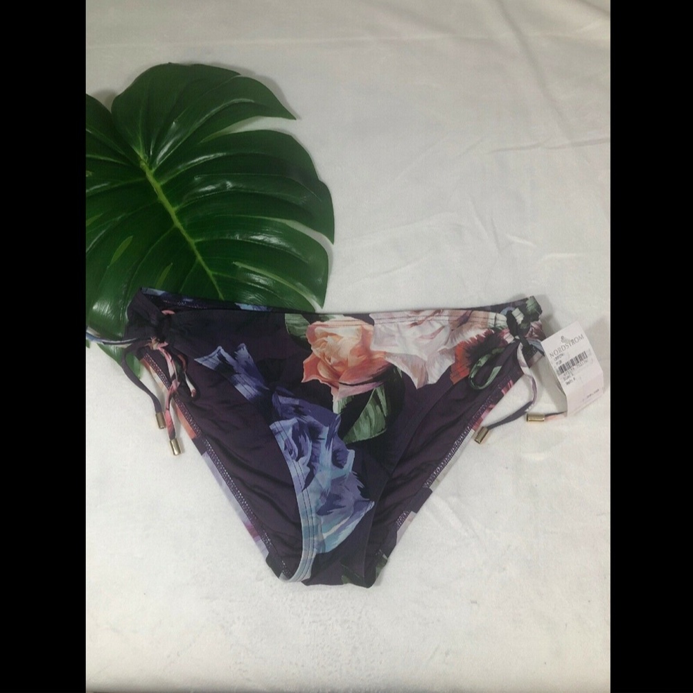 NEW La Blanca Roses Side Tie Floral Hipster Bikini Bottom SZ 8 - Picture 2 of 8